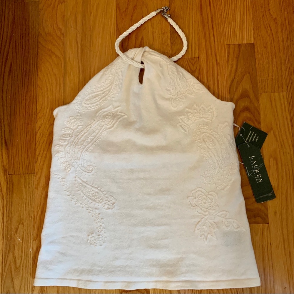 Ralph Lauren white high-neck sleeveless top